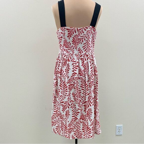 Who What Wear Linen Midi Dress Ivory With Red‎ tropical palm Print - Picture 7 of 8